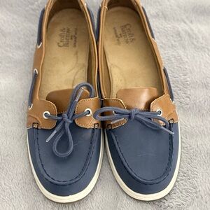 Casual Blue and Tan Boat Shoes size 8